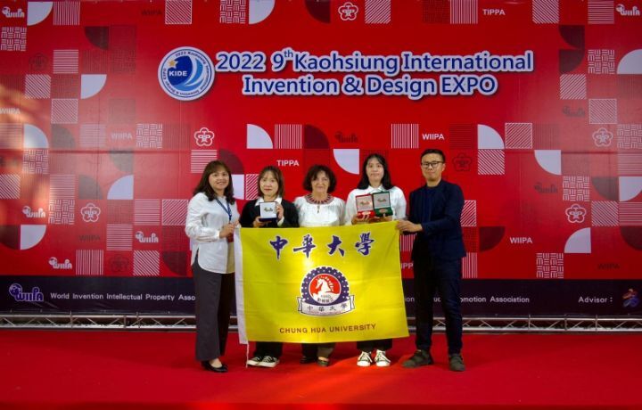 圖/中華大學參加「高雄KIDE國際發明暨設計展」競賽，奪得1金1銀1銅的好成績。