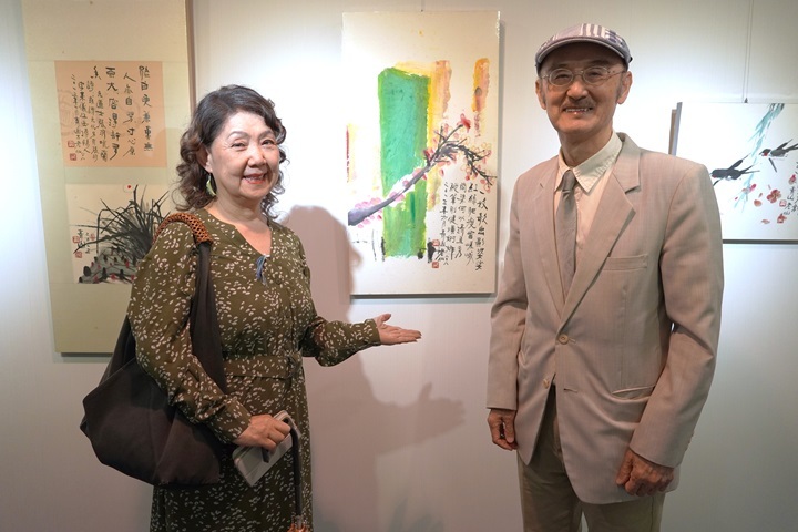 圖／展覽開幕茶會當天，中華大學前校長沙永傑與其夫人也特地返校支持。