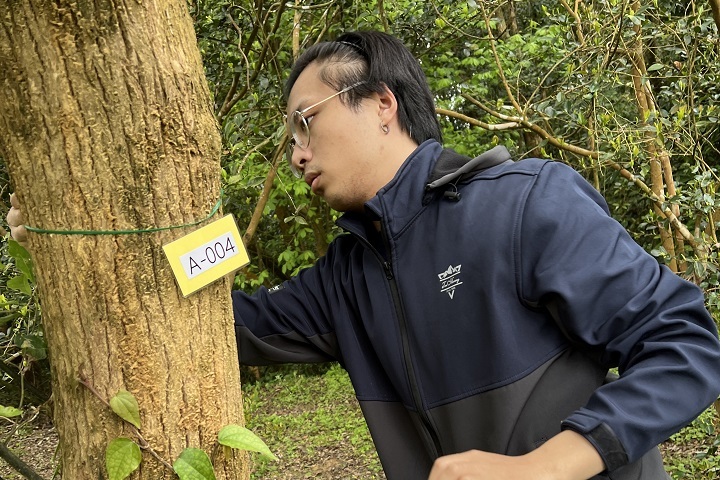 圖／學生除了種植新樹苗，也要調查原生樹種狀況，包括測量、定位以及觀察病蟲害等等。