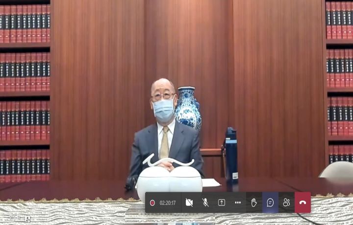 圖/前監察院長錢復,也是中華書院的榮譽院長,昨天親自線上開講勉勵書院學生多讀古書經典。